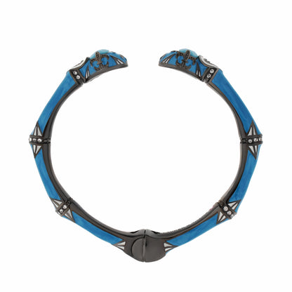 Bamboo Bangle Hand-Poured Tip Cuff blue with crystal accents hinged bracelet Lauren G Adams on Tampa Home & Garden Store