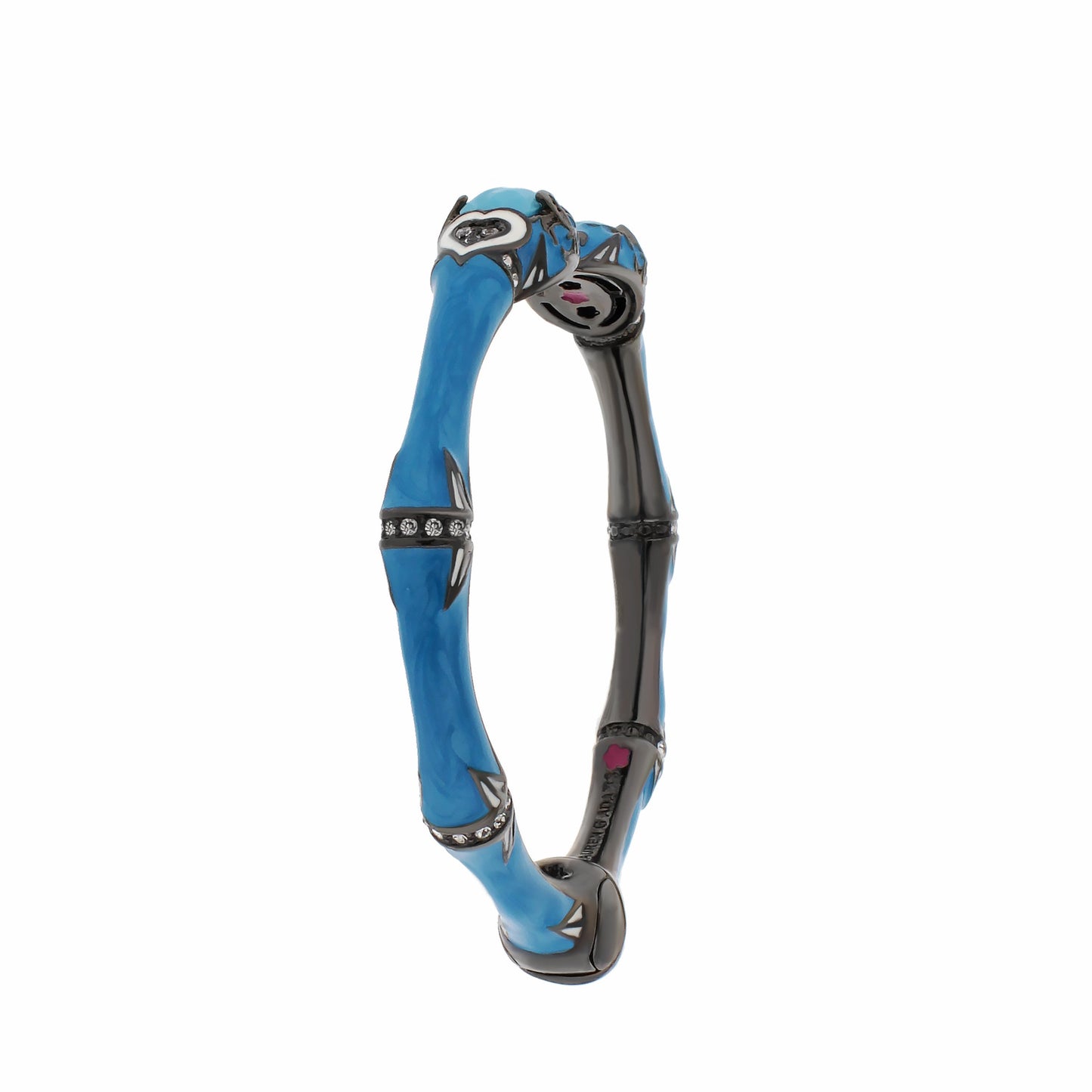 Bamboo Bangle Hand-Poured Tip Cuff blue and black hinged bracelet by Lauren G Adams on Tampa Home & Garden Store