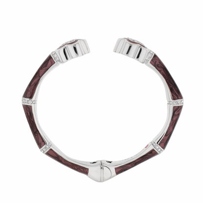 Lauren G Adams Bamboo Daisy Bangle hinged bracelet with maroon bamboo inlay and crystal accents on Tampa Home & Garden Store