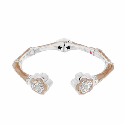 Bamboo Daisy Bangle hinged bracelet with bamboo inlays and crystals Lauren G Adams on Tampa Home & Garden Store
