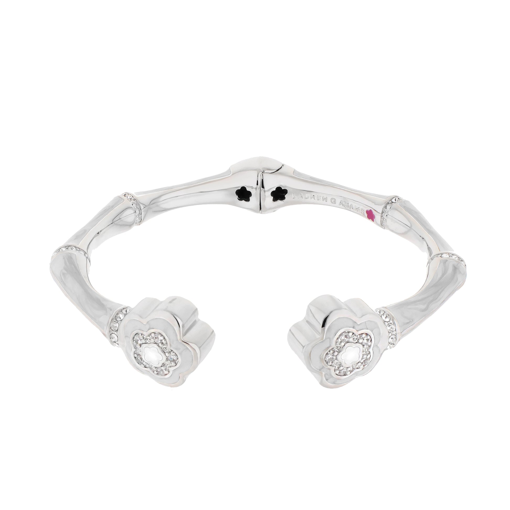 Bamboo Daisy Bangle hinged bracelet in silver with crystal-daisy charms by Lauren G Adams on Tampa Home & Garden Store