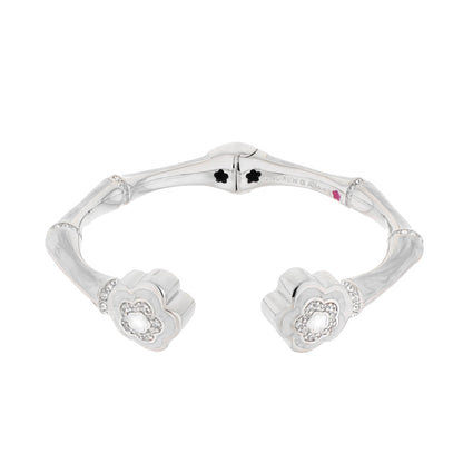 Bamboo Daisy Bangle hinged bracelet in silver with crystal-daisy charms by Lauren G Adams on Tampa Home & Garden Store