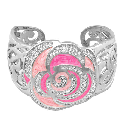 Roses Are Red Bangle cuff bracelet pink marbled enamel with crystals Lauren G Adams on Tampa Home & Garden Store