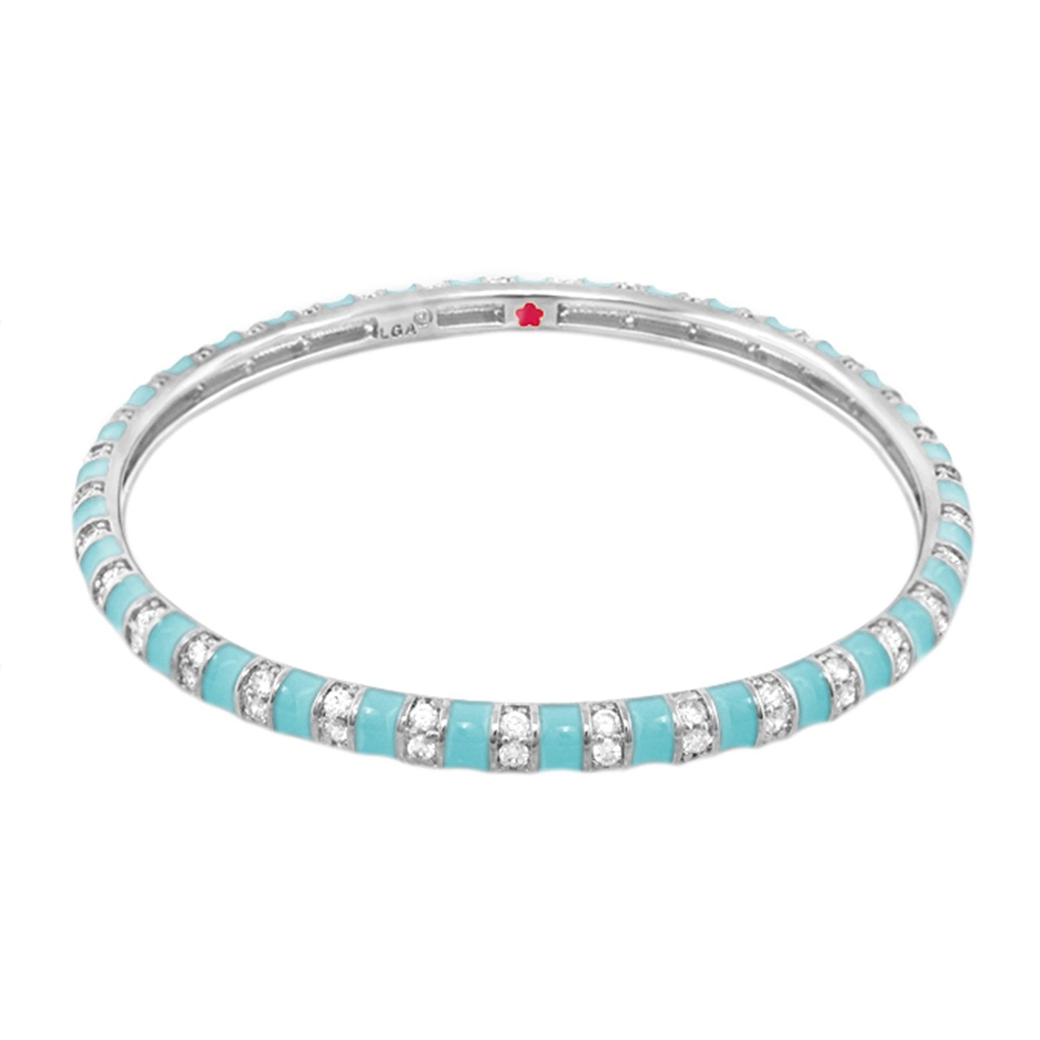 Stripe Tease Stackable Bangle by Lauren G Adams, turquoise enamel inlays with crystals on Tampa Home & Garden Store