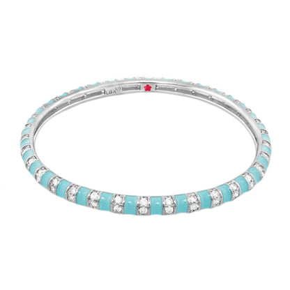 Stripe Tease Stackable Bangle by Lauren G Adams, turquoise enamel inlays with crystals on Tampa Home & Garden Store