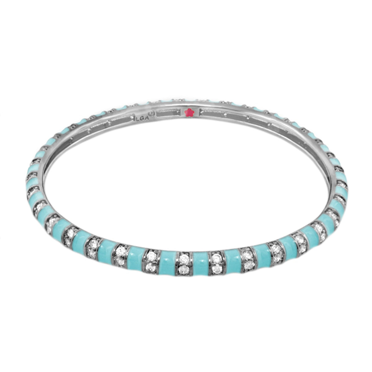 Stripe Tease Stackable Bangle turquoise enamel with crystal pavé, by Lauren G Adams on Tampa Home & Garden Store