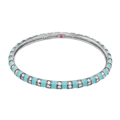 Stripe Tease Stackable Bangle turquoise enamel with crystal pavé, by Lauren G Adams on Tampa Home & Garden Store
