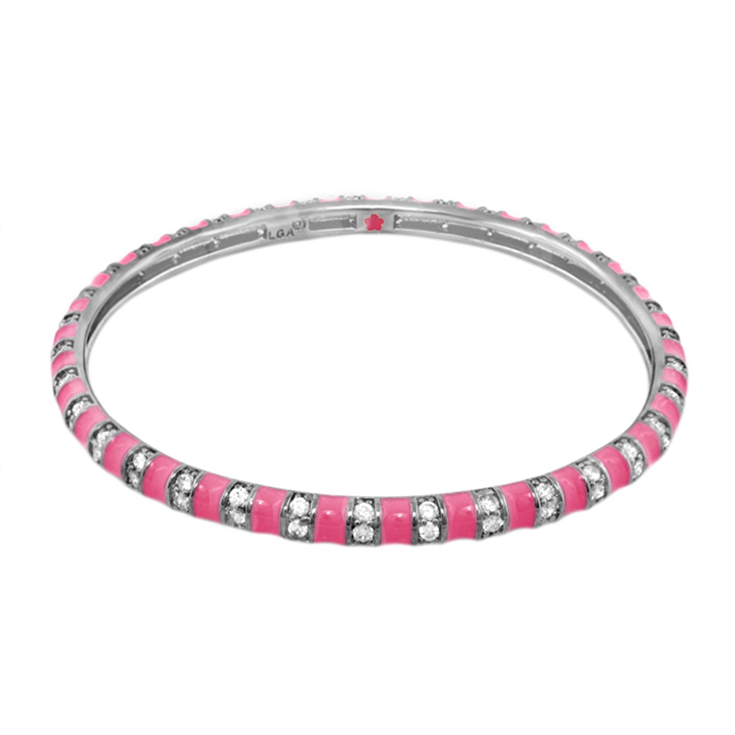 Stripe Tease Stackable Bangle bracelet with pink enamel and crystal accents by Lauren G Adams on Tampa Home & Garden Store