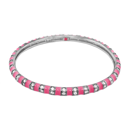 Stripe Tease Stackable Bangle bracelet with pink enamel and crystal accents by Lauren G Adams on Tampa Home & Garden Store