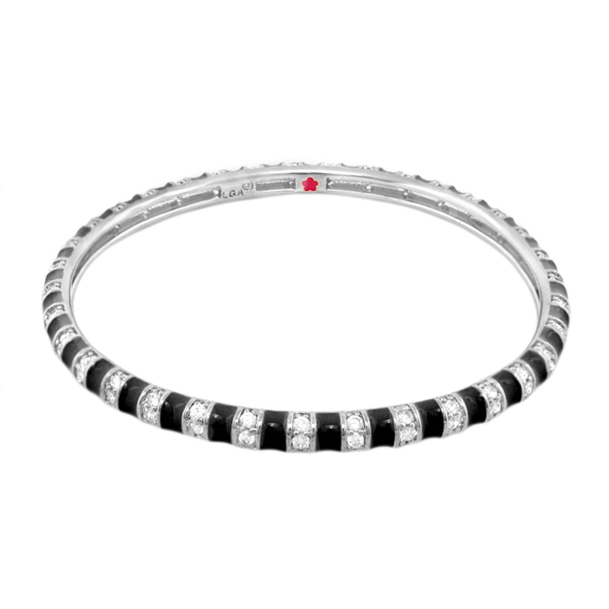 Stripe Tease Stackable Bangle silver with black enamel and pave crystals by Lauren G Adams on Tampa Home & Garden Store