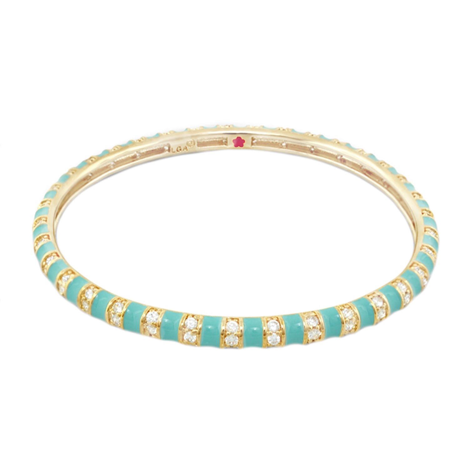 Stripe Tease Stackable Bangle, turquoise with gold-tone and crystal inlays by Lauren G Adams on Tampa Home & Garden Store