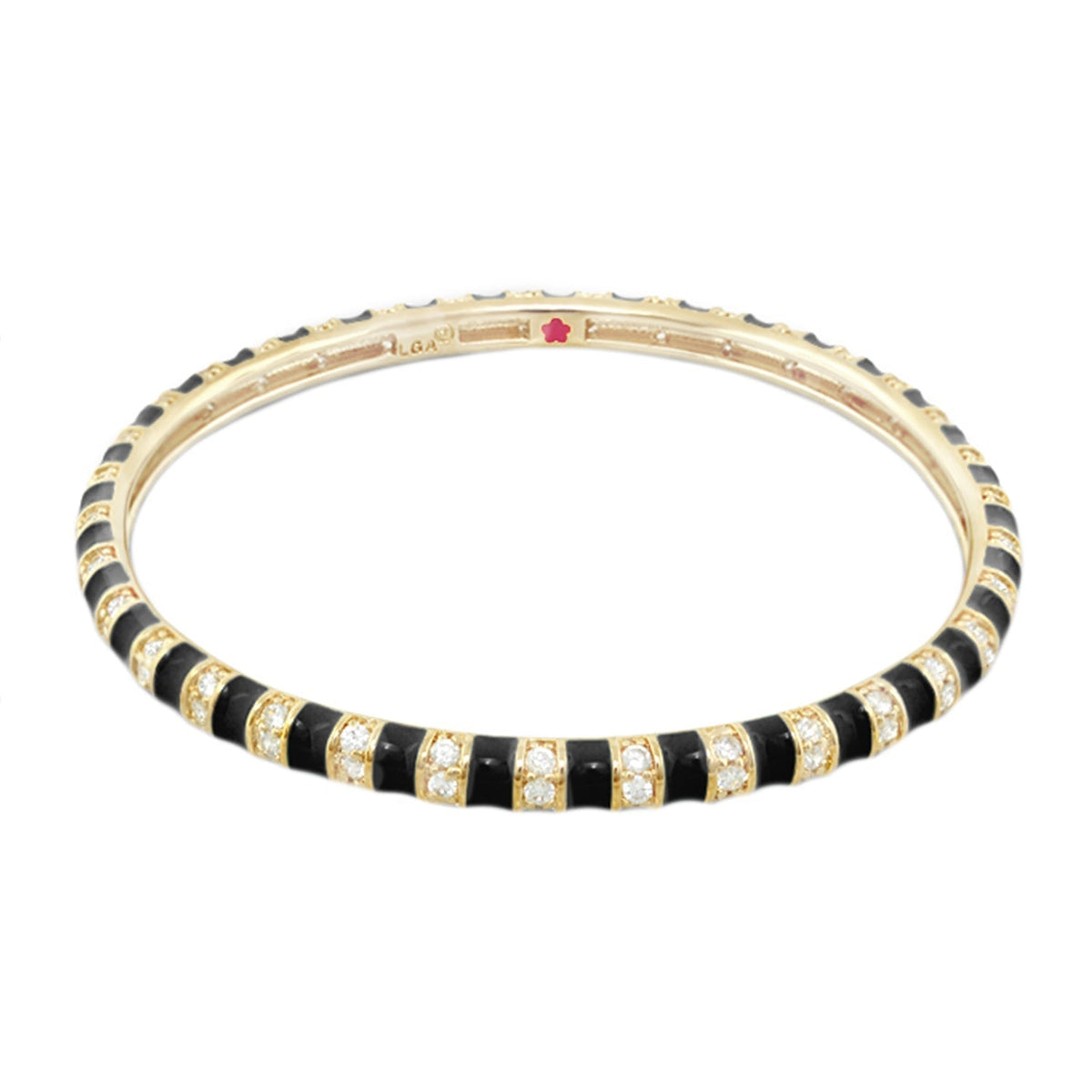 Stripe Tease Stackable Bangle gold-tone with black enamel links and pavé diamonds Lauren G Adams on Tampa Home & Garden Store