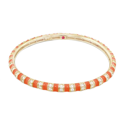 Stripe Tease Stackable Bangle coral enamel with diamonds, gold-tone by Lauren G Adams on Tampa Home & Garden Store