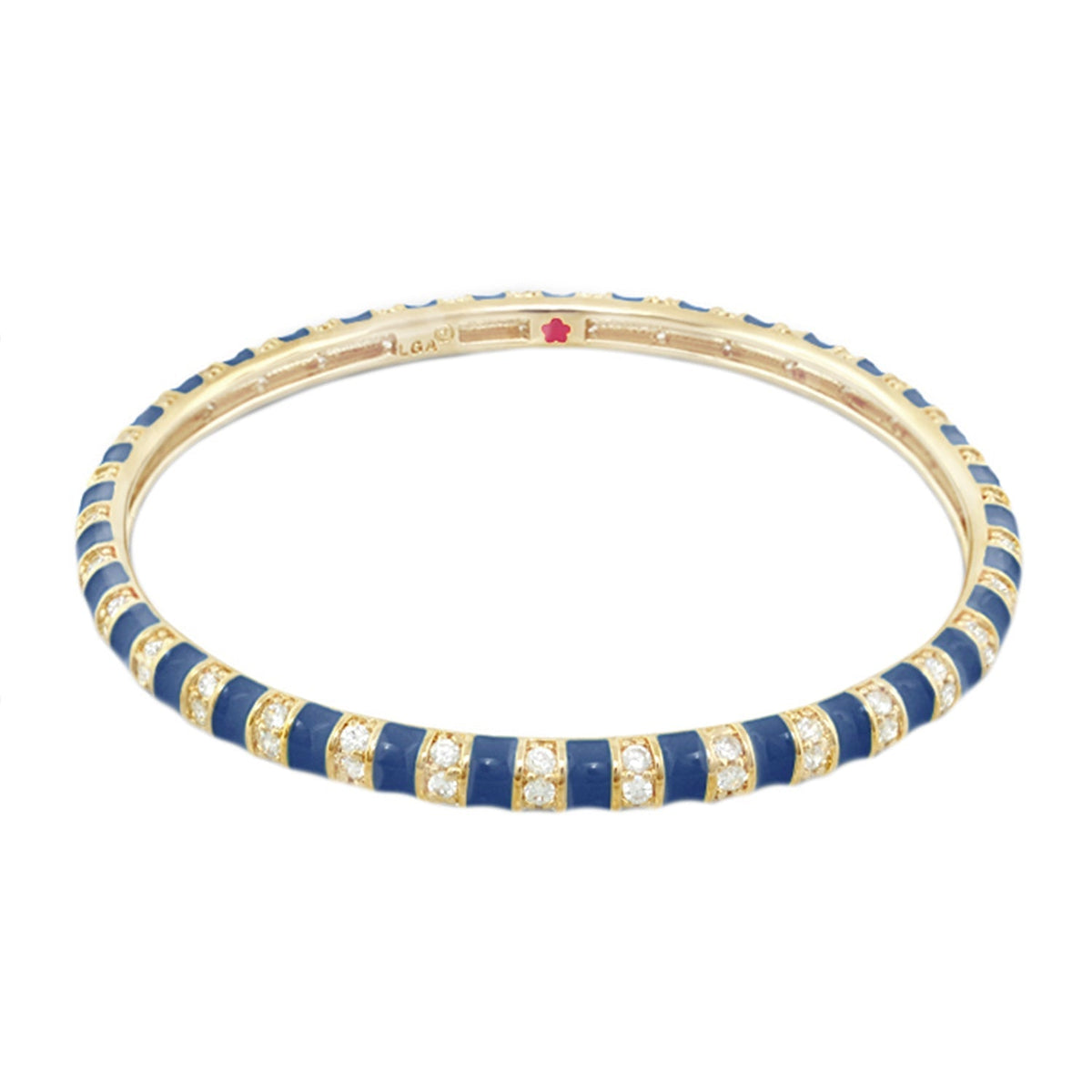 Stripe Tease Stackable Bangle bracelet in blue enamel with diamonds by Lauren G Adams on Tampa Home & Garden Store