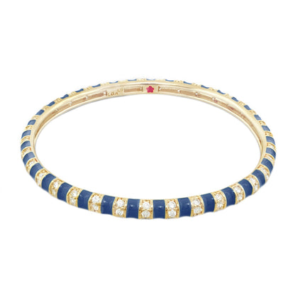 Stripe Tease Stackable Bangle bracelet in blue enamel with diamonds by Lauren G Adams on Tampa Home & Garden Store