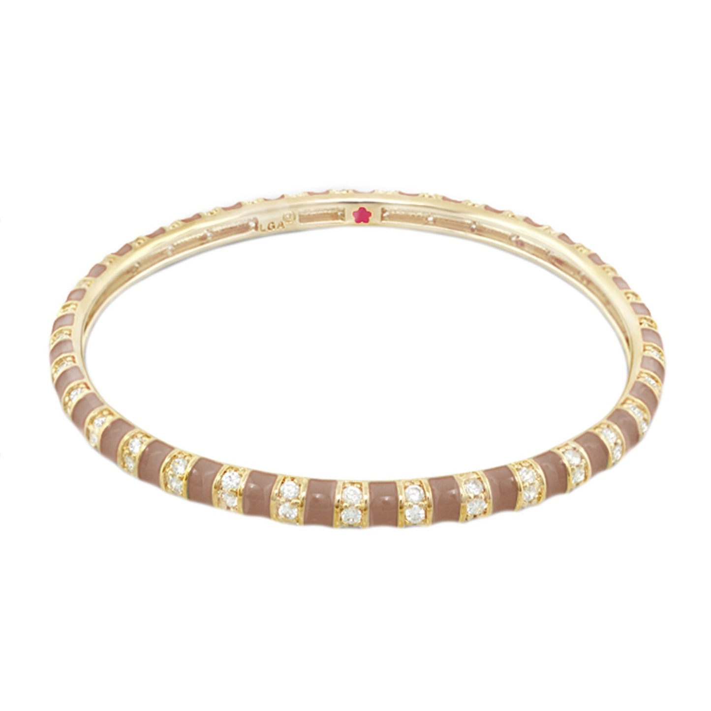 Stripe Tease Stackable Bangle by Lauren G Adams, gold-tone with brown enamel and crystal accents on Tampa Home & Garden Store