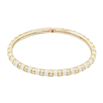 Stripe Tease Stackable Bangle Lauren G Adams gold with white enamel insets and pave diamonds on Tampa Home & Garden Store