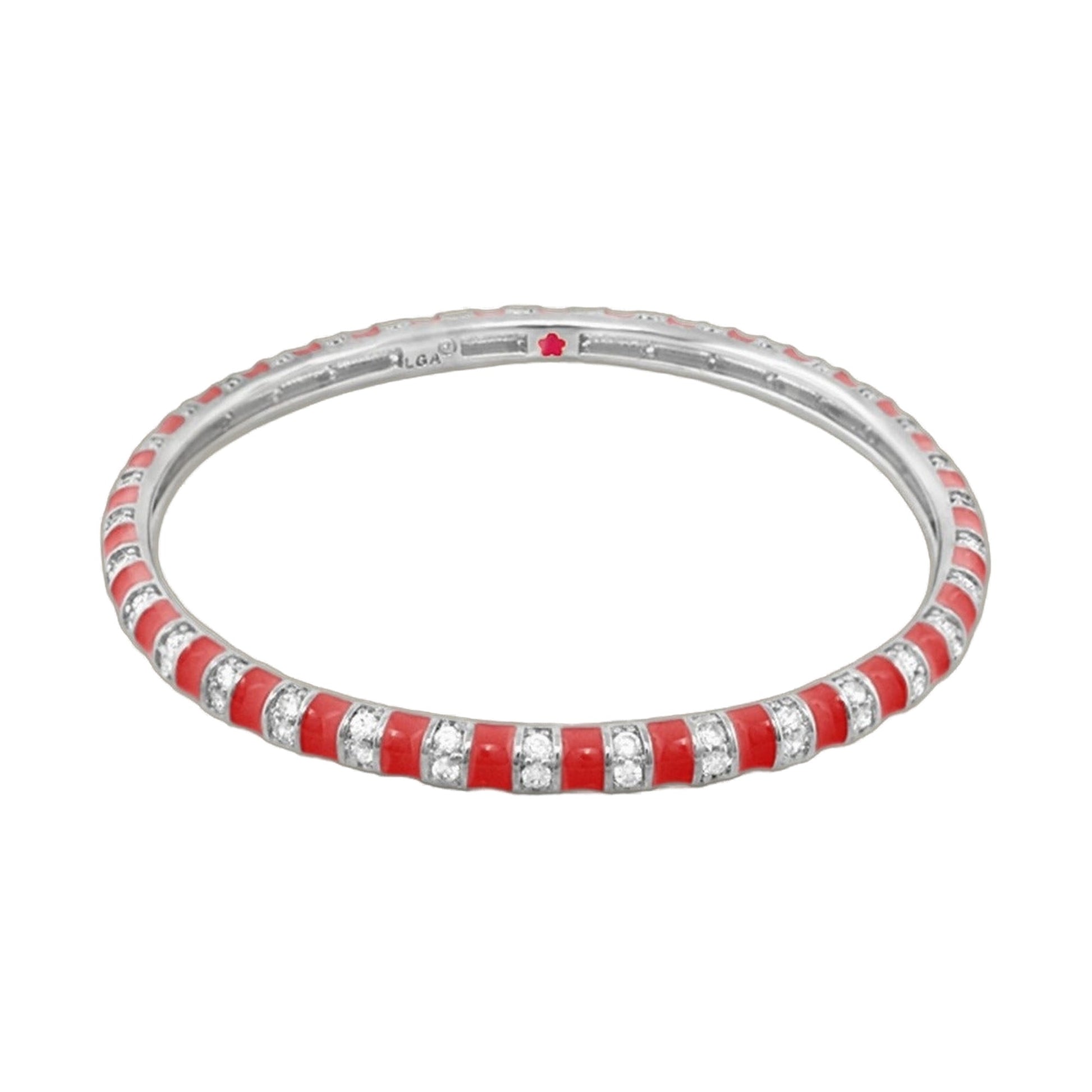 Stripe Tease Stackable Bangle bracelet in red enamel with pavé crystals by Lauren G Adams on Tampa Home & Garden Store