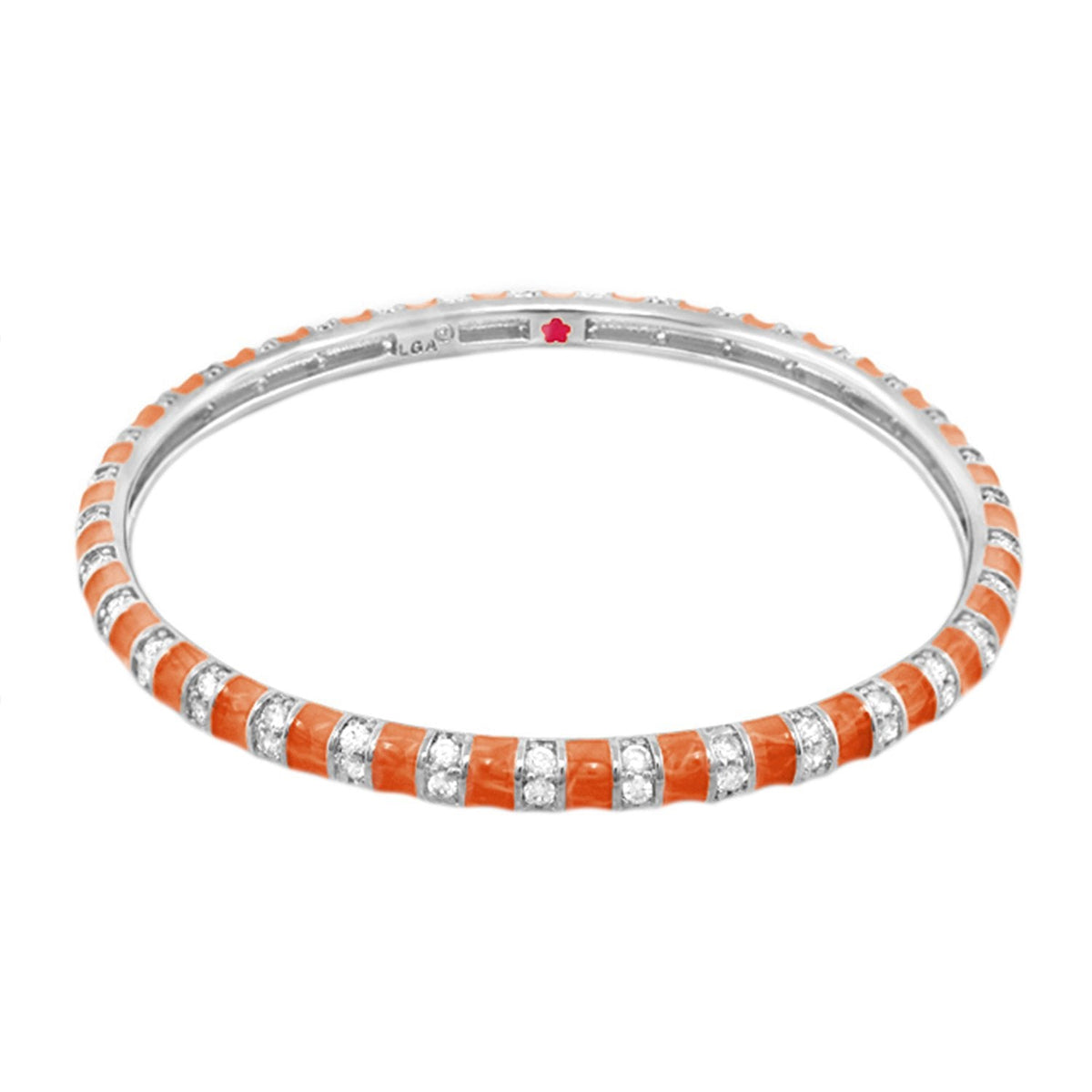 Stripe Tease Stackable Bangle in orange enamel and silver with diamonds Lauren G Adams on Tampa Home & Garden Store