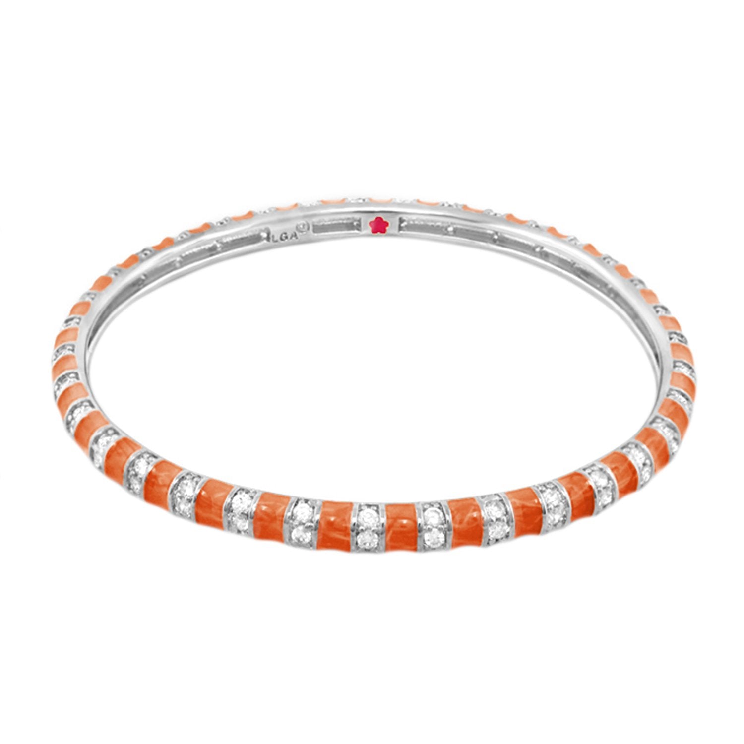 Stripe Tease Stackable Bangle in orange enamel and silver with diamonds Lauren G Adams on Tampa Home & Garden Store
