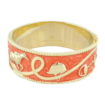 Pink Label Equestrian Bangle gold-tone hinged bracelet with coral enamel by Lauren G Adams on Tampa Home & Garden Store