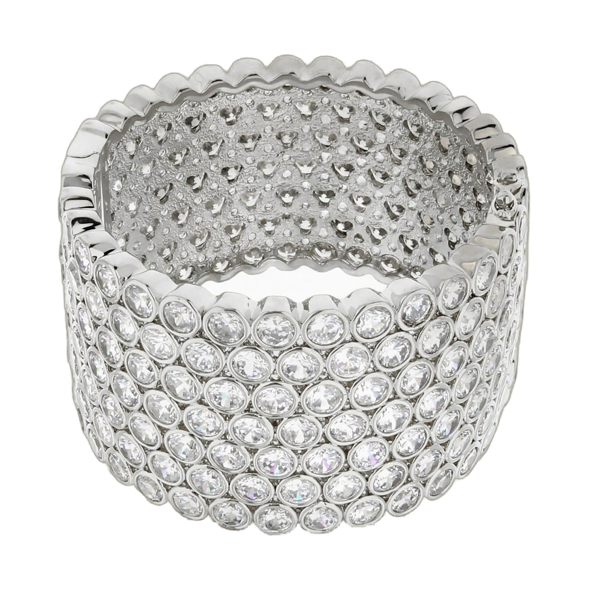 Shimmer and Glimmer Pave Bangle, silver-tone bracelet with pave crystals around the band on Tampa Home & Garden Store