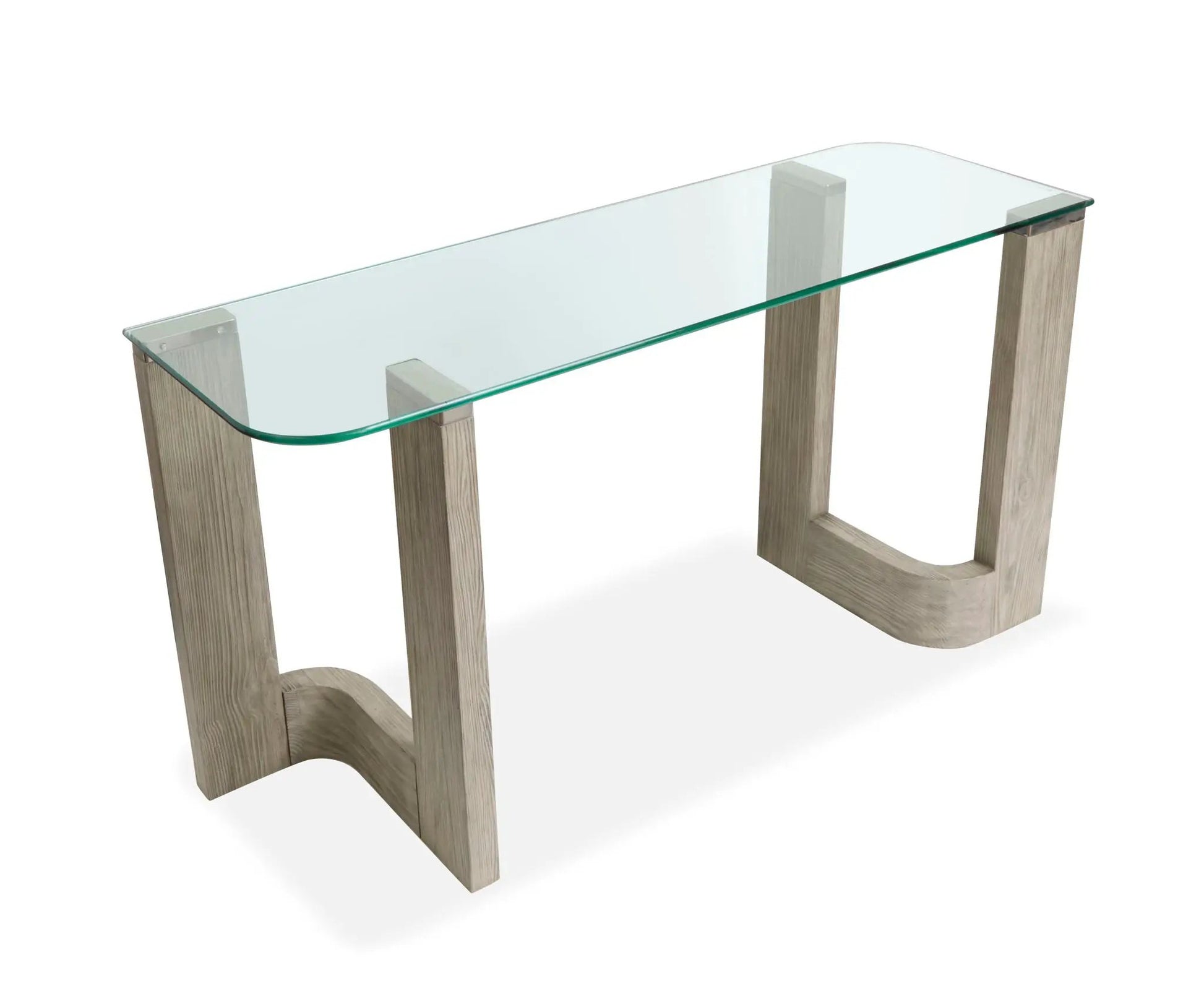Bartlett end table with glass top and light wood curved legs Unique Piece Furniture on Tampa Home & Garden Store