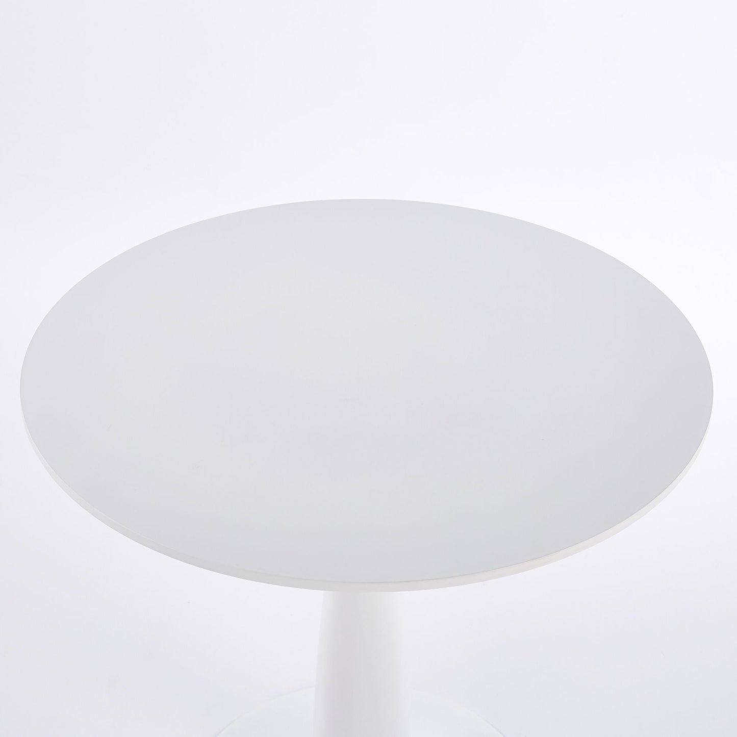 Round White Kitchen Table with Metal Base