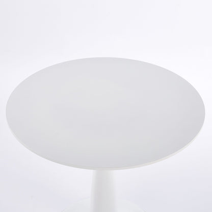 Round White Kitchen Table with Metal Base