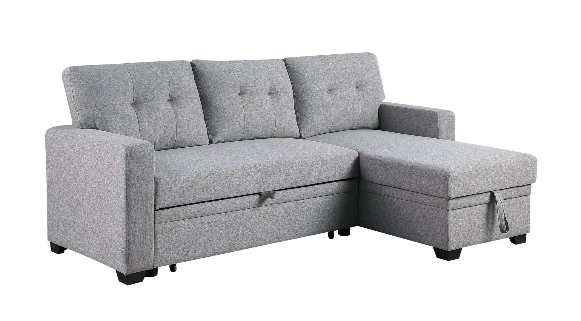 Upholstered sleeper sectional sofa with chaise in gray fabric on Tampa Home & Garden Store