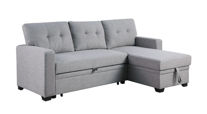 Upholstered sleeper sectional sofa with chaise in gray fabric on Tampa Home & Garden Store
