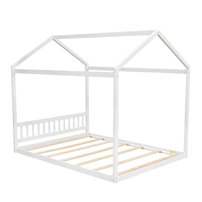 Wooden House Bed With Headboard canopy bed frame in white with slatted base by HouseOfZazla on Tampa Home & Garden Store