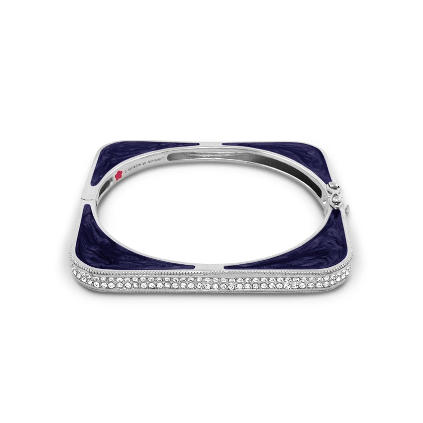 Sea Diamonds Bracelet hinged with safety lock silver with blue enamel panels and pave edge on Tampa Home & Garden Store