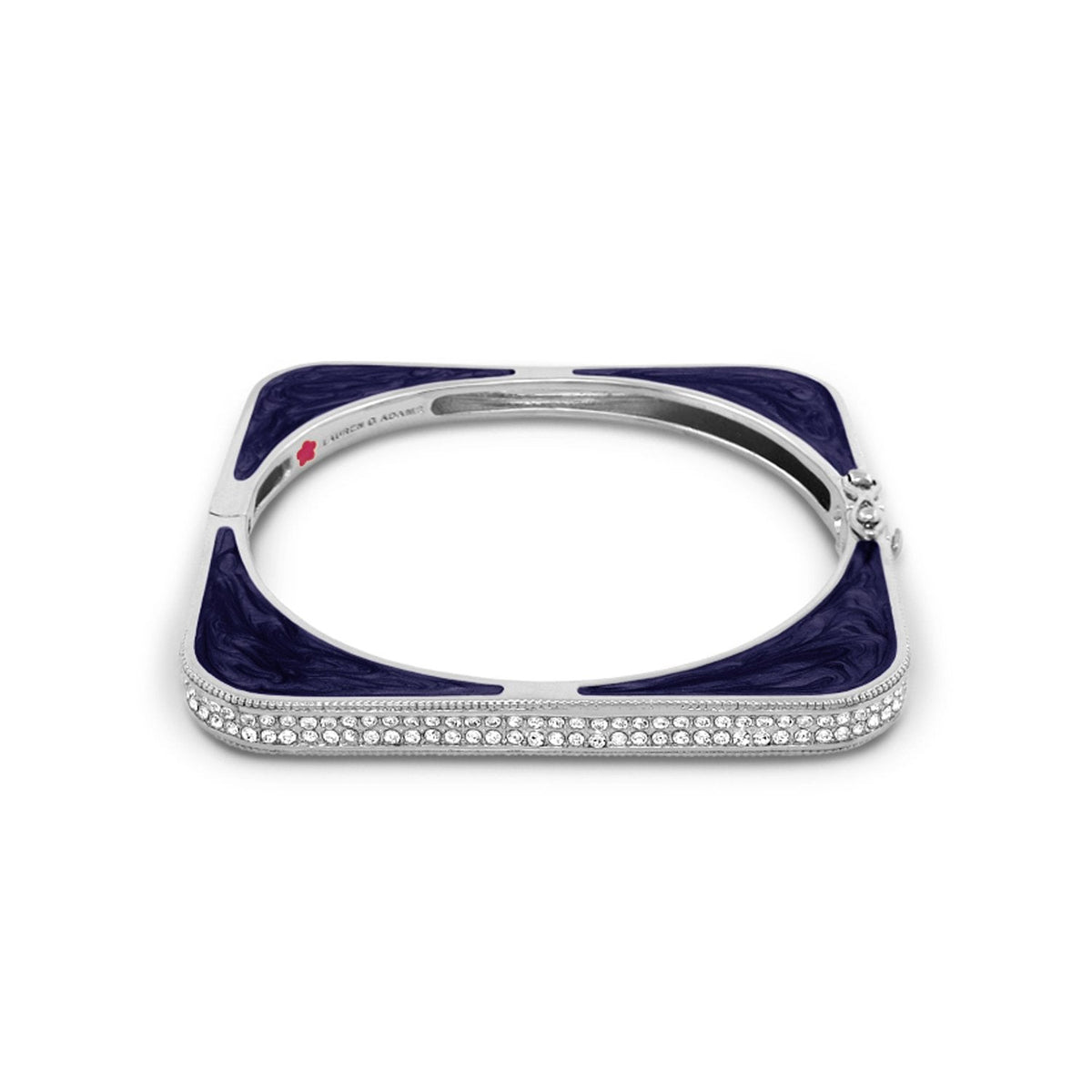 Sea Diamonds Bracelet hinged with safety lock silver with blue enamel panels and pave edge on Tampa Home & Garden Store