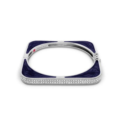 Sea Diamonds Bracelet hinged with safety lock silver with blue enamel panels and pave edge on Tampa Home & Garden Store