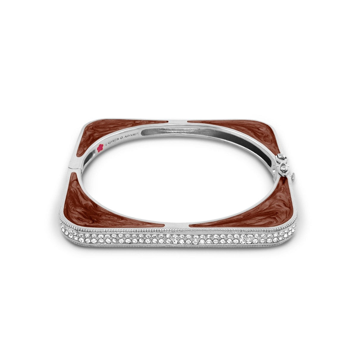 Sea Diamonds Bracelet by Lauren G Adams, hinged with safety lock and brown marbled inlay on Tampa Home & Garden Store