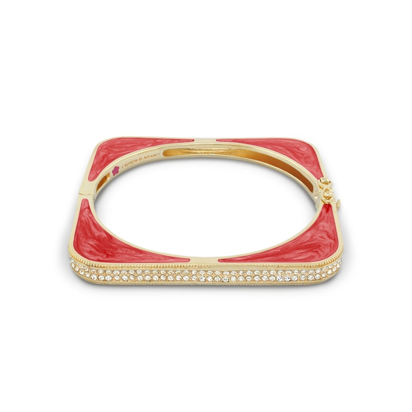 Sea Diamonds Bracelet, gold-tone hinged red enamel panel with pavé diamonds, safety lock on Tampa Home & Garden Store