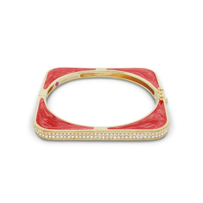 Sea Diamonds Bracelet, gold-tone hinged red enamel panel with pavé diamonds, safety lock on Tampa Home & Garden Store