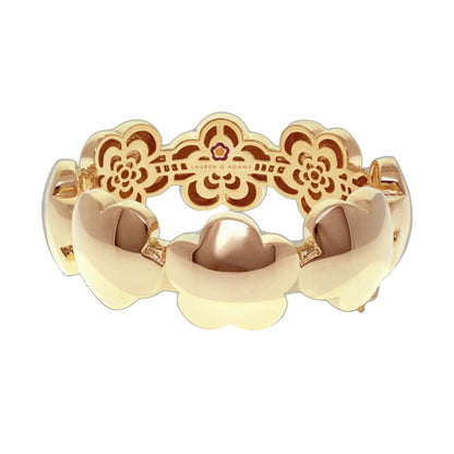 Shiny Daisy Bangle by Lauren G Adams, gold-tone bracelet with intricate floral lattice on Tampa Home & Garden Store