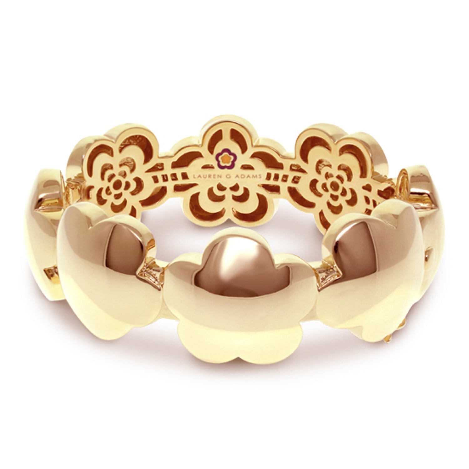Shiny Daisy Bangle gold-tone bracelet with polished blossom motif by Lauren G Adams, Collections on Tampa Home & Garden Store