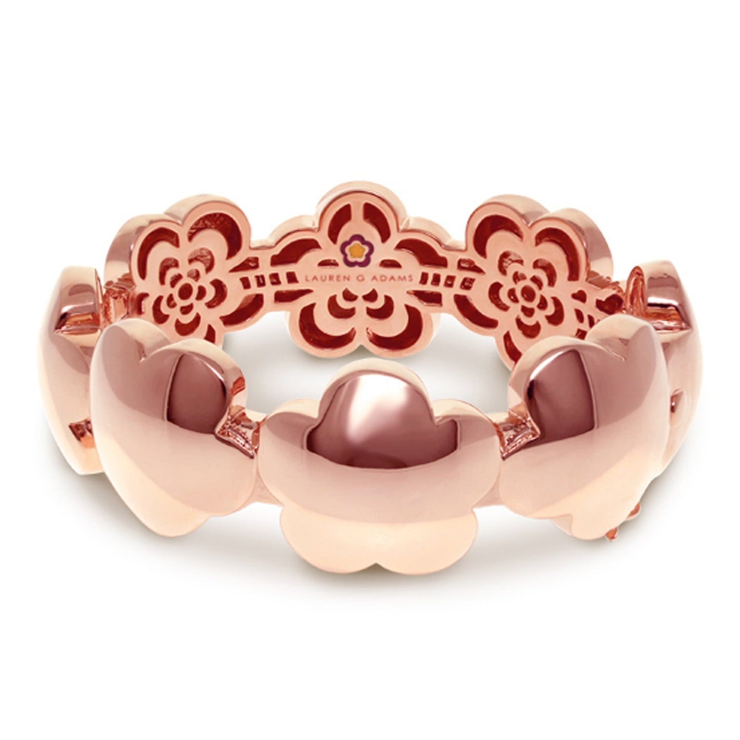 Shiny Daisy Bangle, rose-gold finish with floral daisy cutouts, Lauren G Adams on Tampa Home & Garden Store