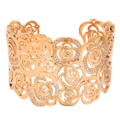 Rose Garden Cuff Bangle by Lauren G Adams in rose gold with rose motifs and crystal accents on Tampa Home & Garden Store