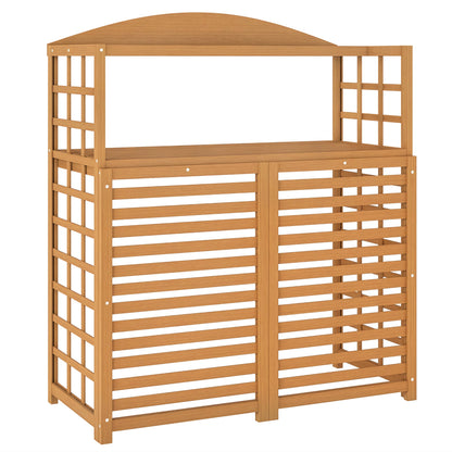 Outsunny Wood Air Fence With Storage Shelves