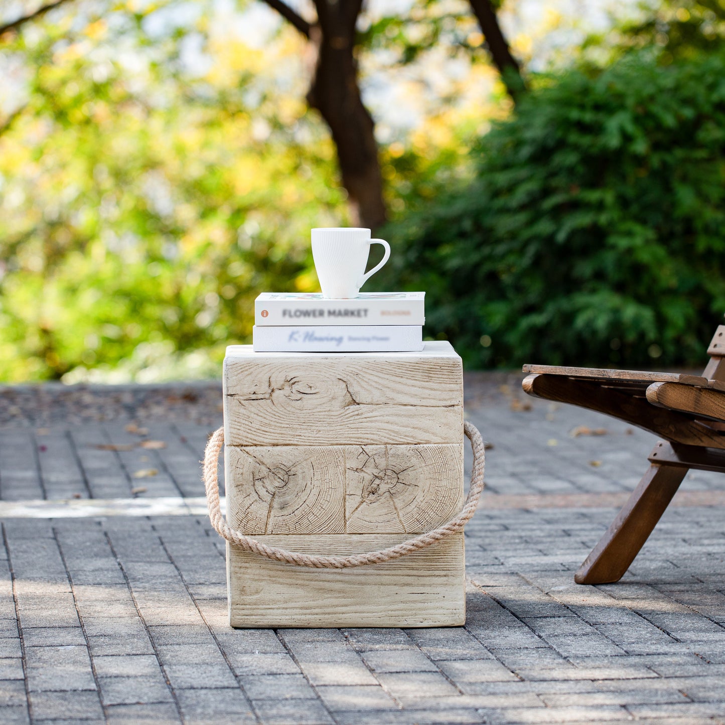 Small Indoor and Outdoor Wood Grain Side Table
