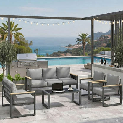 Modern Outdoor Sofa Set with the Coffee Table