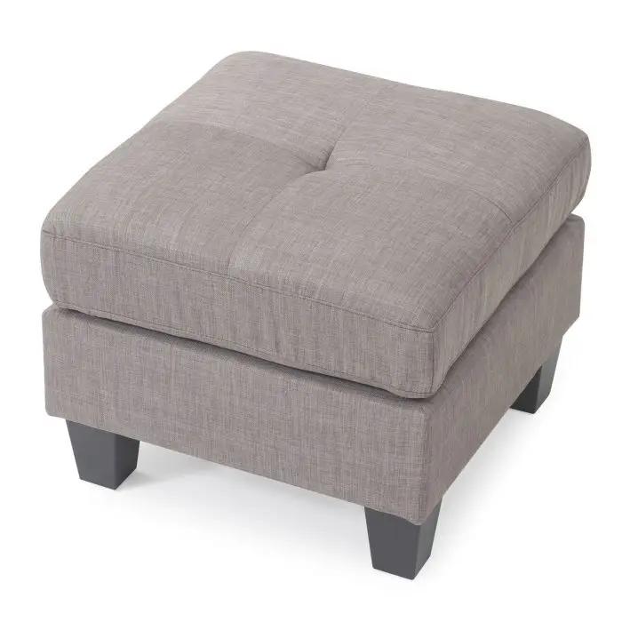 Casual upholstered ottoman with tufted square top in gray fabric on Tampa Home & Garden Store