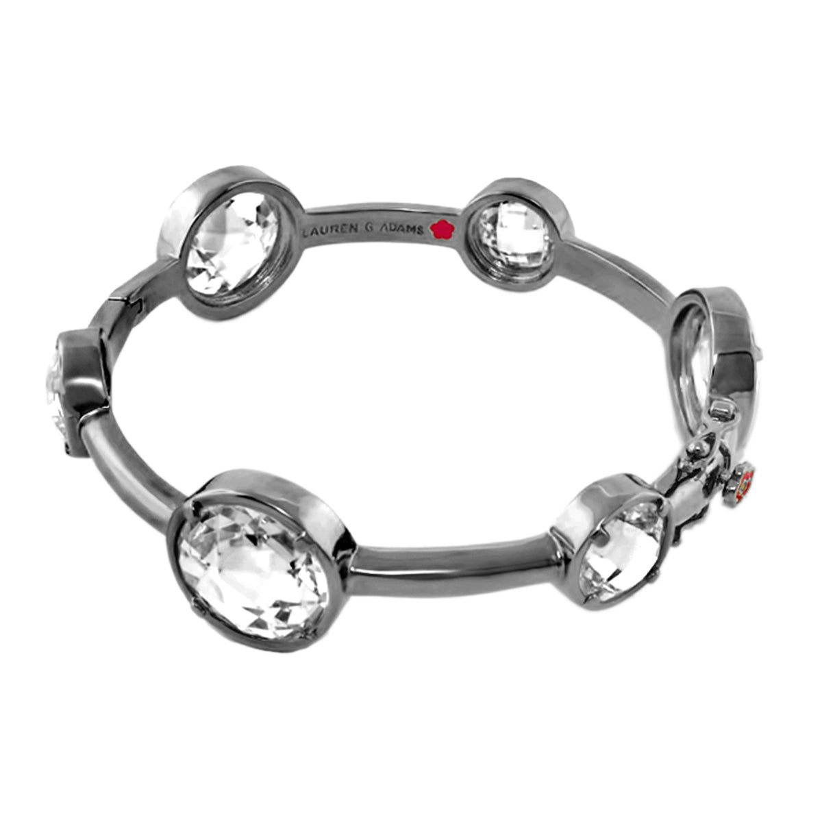 Glamour by the Yard Bangle bracelet in silver with clear crystal bezels, Lauren G Adams on Tampa Home & Garden Store
