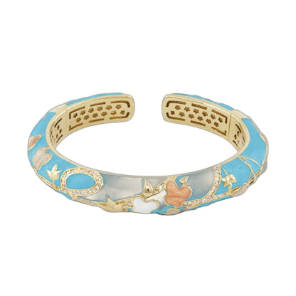 You Neek Bangle hinged bracelet by Lauren G Adams turquoise enamel with gold-tone detailing on Tampa Home & Garden Store