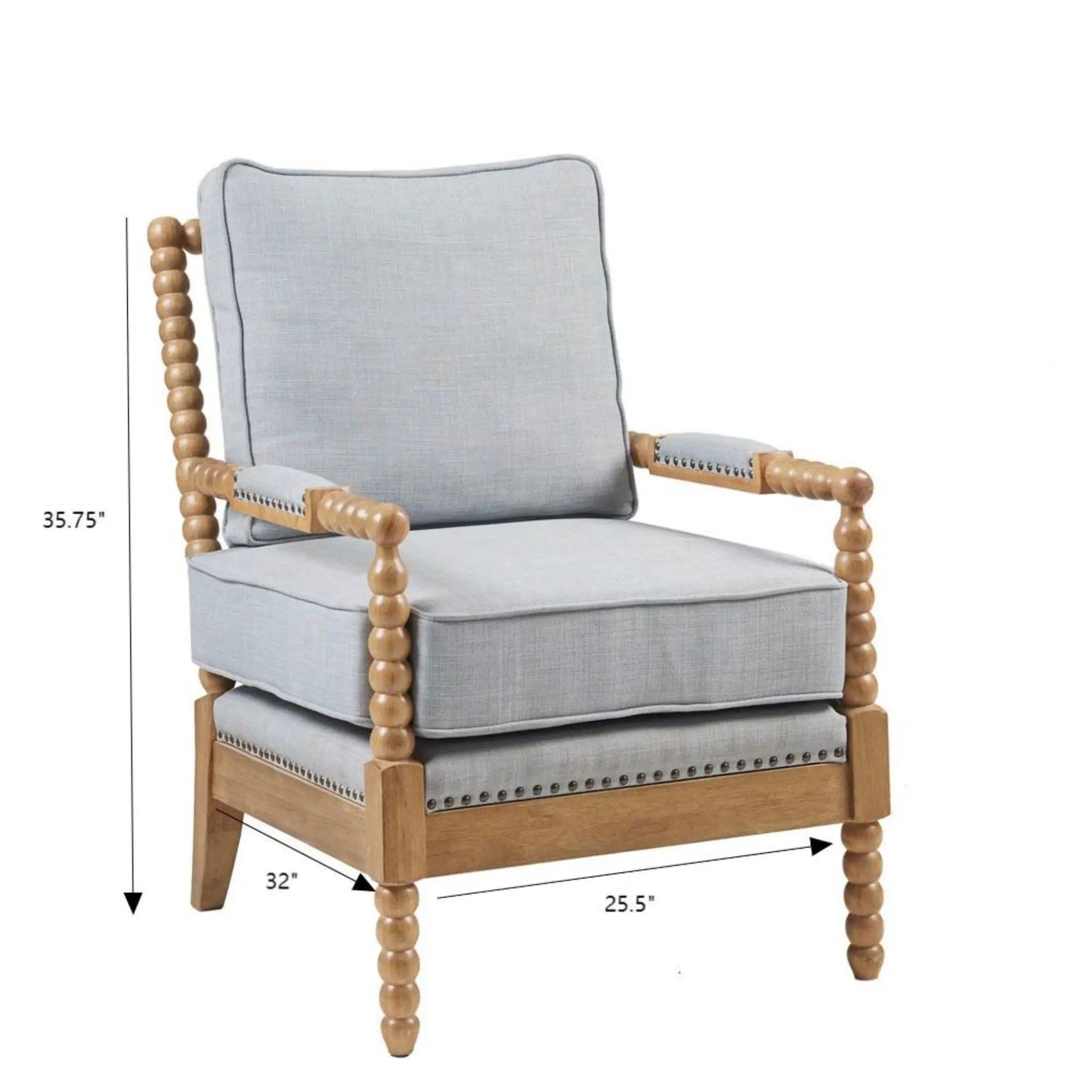 Arm Chair With Back Spindle Design and Cushions