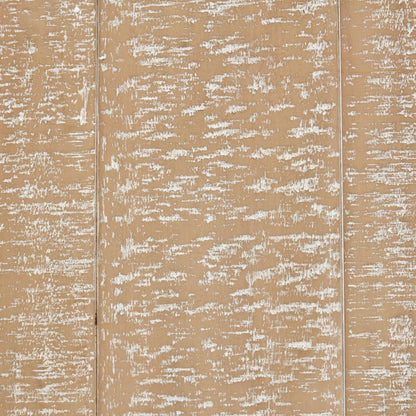 Console table backdrop in distressed light brown wood panels with white wash HouseOfZazla on Tampa Home & Garden Store